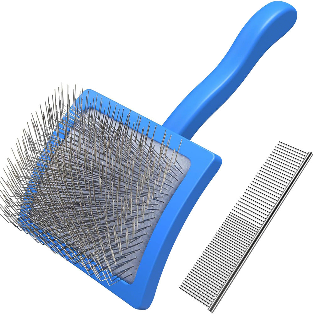 2-Piece Dog Slicker Brush & Comb Set for Grooming Detangling & Hair Removal