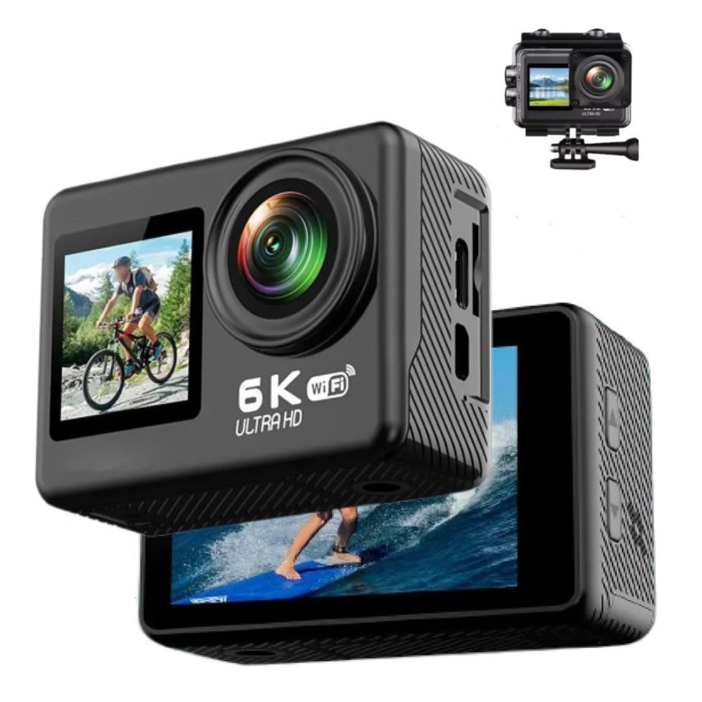 5K 6K 8K 30FPS Action Camera with Waterproof Case Dual Screens and EIS Stabilization