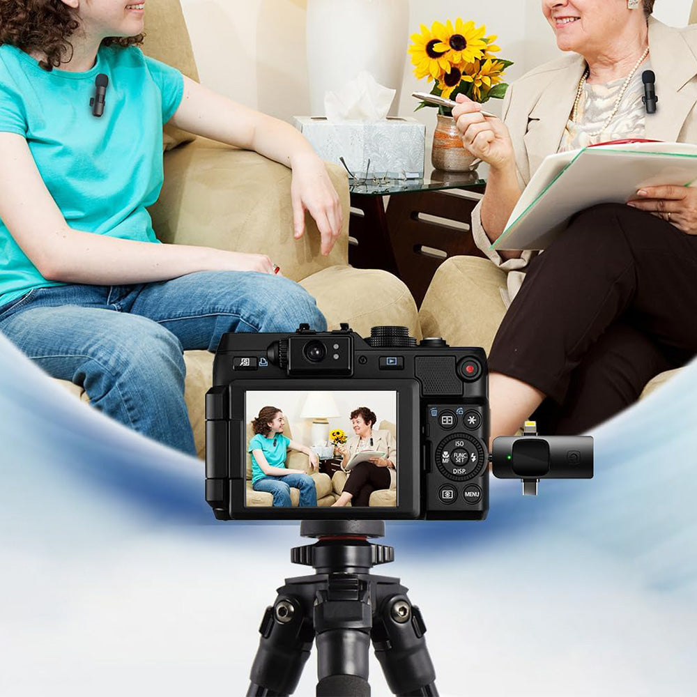 3 in1 Dual Wireless Microphone Lavalier Microphone for Android iPhone Camera Vlog Live