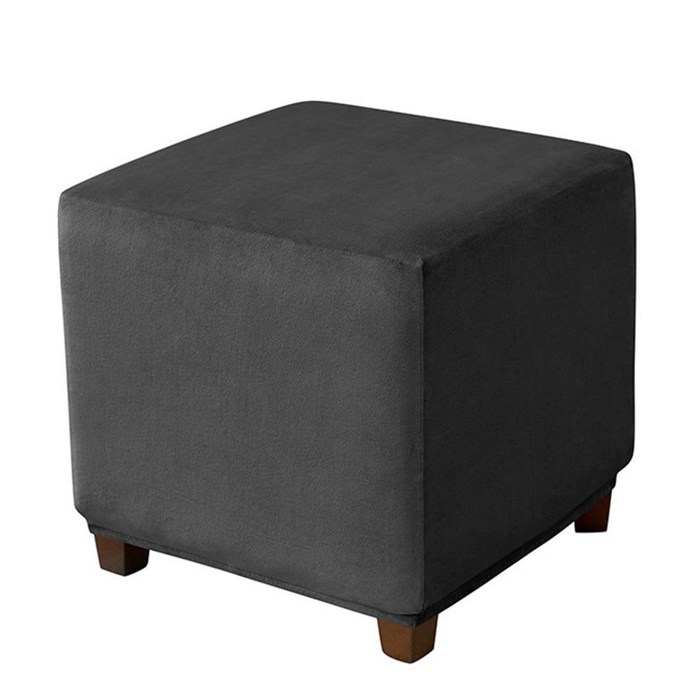 High Stretch Square Footstool Cover Machine Washable-Black