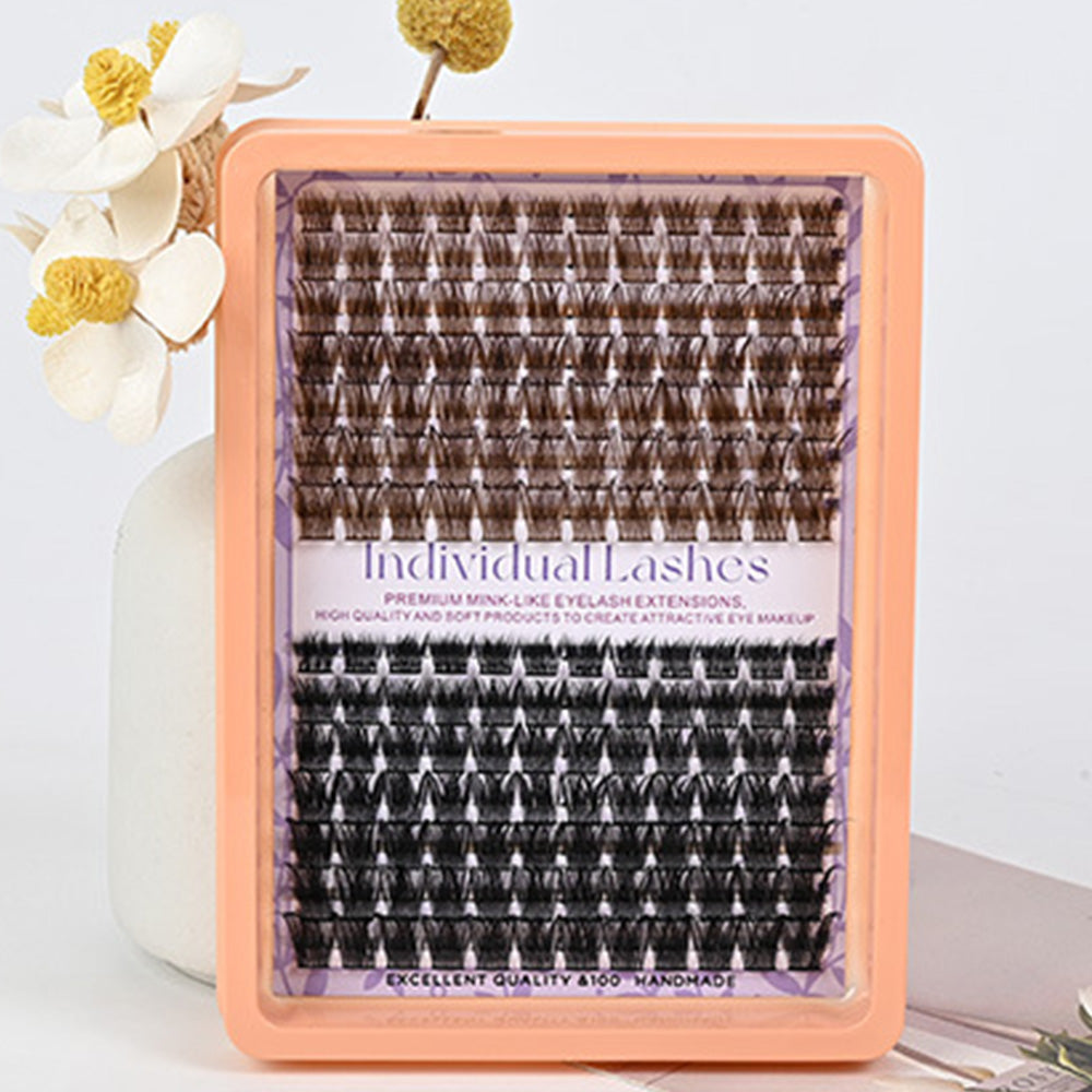 Dark Brown Natural Cluster Lashes DIY Fluffy Individual Reusable for Light Hair