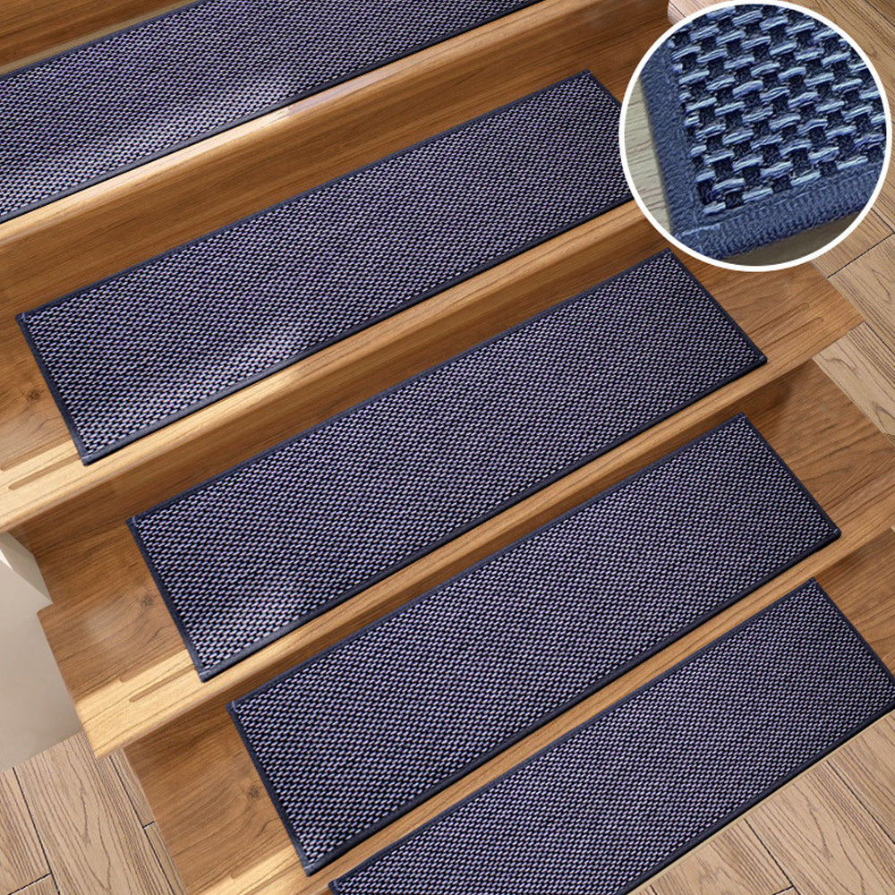7Pcs Self-Adhesive Imitation Linen Non-Slip Stair Tread Carpet Mat