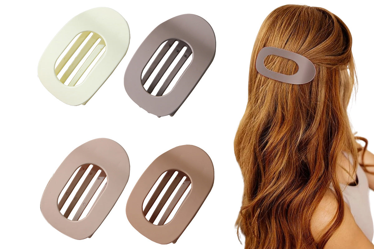 4-Piece Flat Hair Claw Clips Set for Women Strong Hold Styling