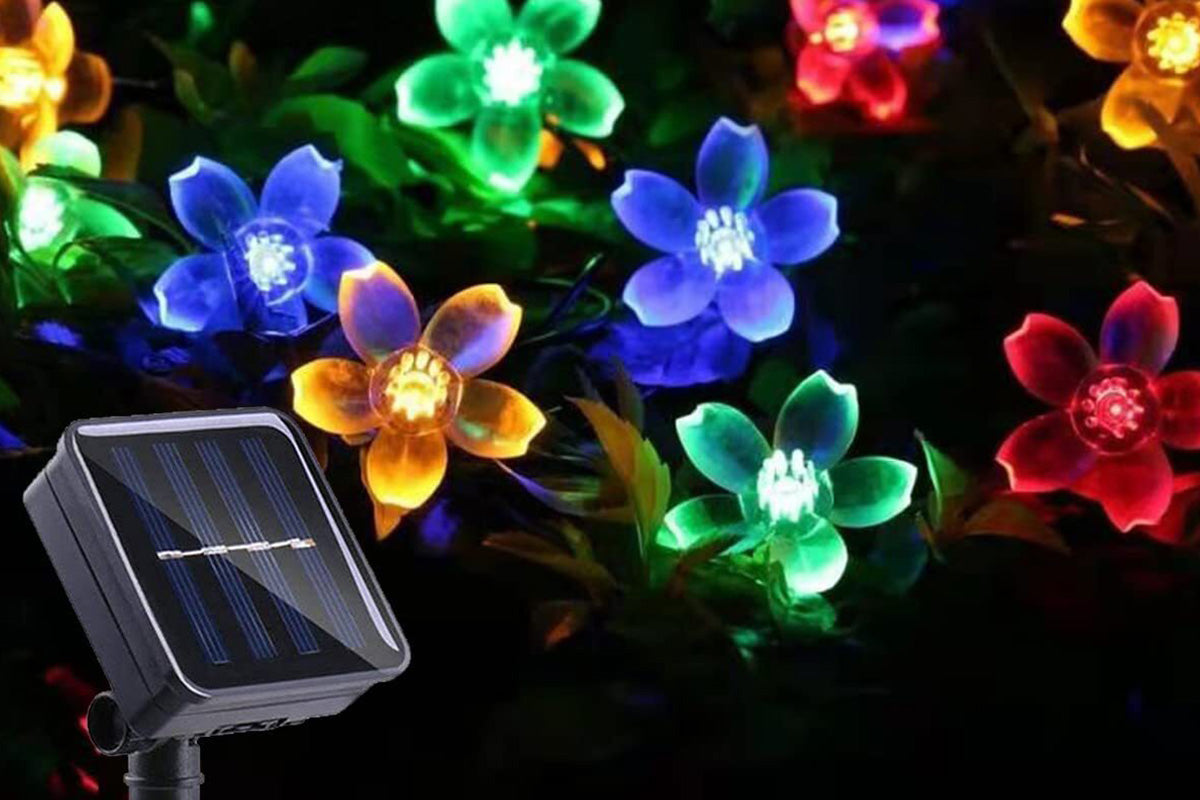 Outdoor Solar String Flower Lights Fairy Lights for Garden and Christmas Decoration