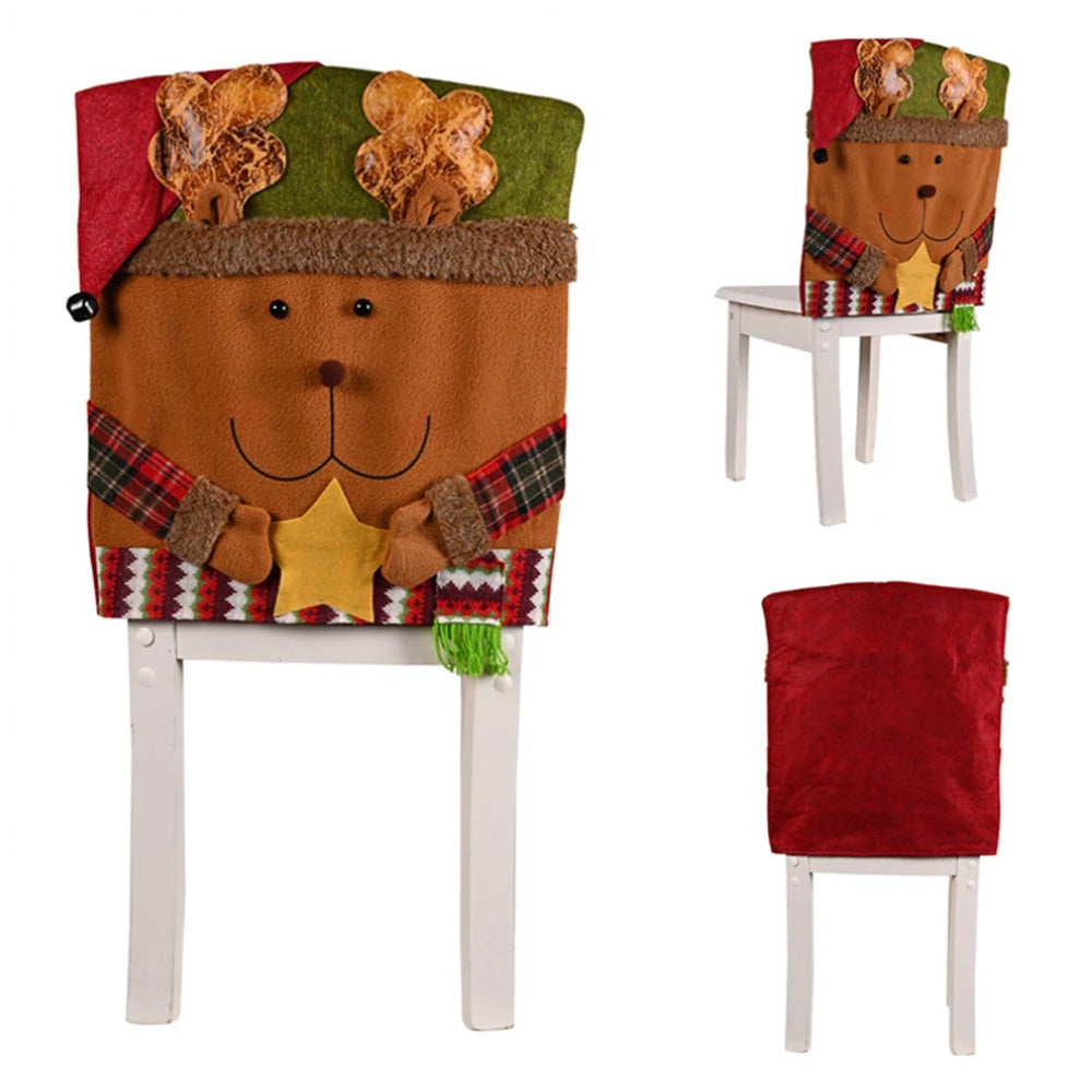 Christmas Chair Covers with Santa Hat for Holiday Dinner Party