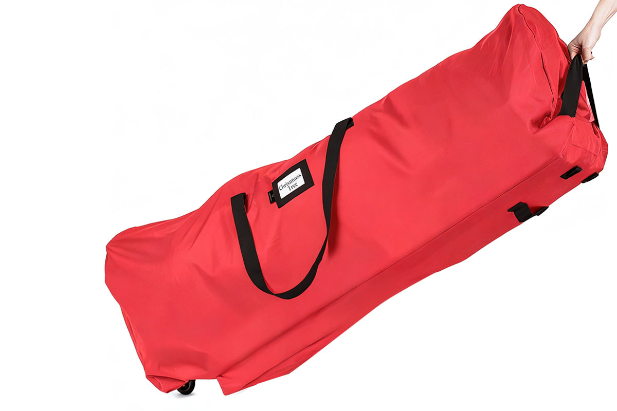 Handy Laundry Rolling Christmas Tree Storage Bag With Handle For Easy Transport-Red