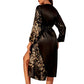 Casual Floral Print Satin Night Robe Long Sleeve V Neck Sleep Robe With Belt