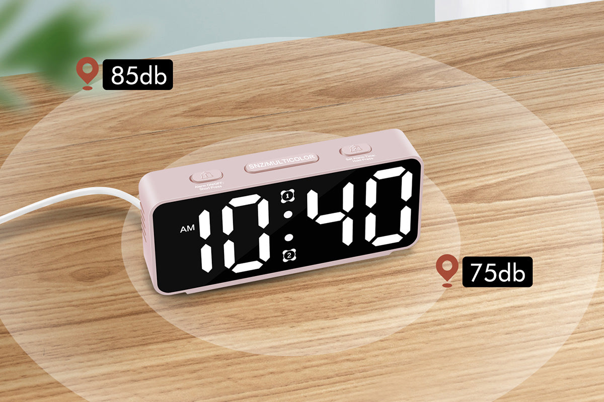Small Digital Alarm Clock with 6 Dimmers and 5 Alarm Volumes for Bedrooms