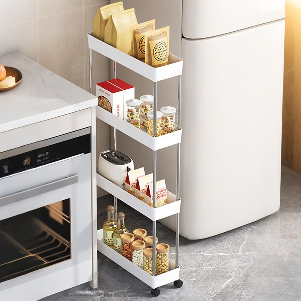 Slim Rolling Storage Cart Bathroom Shelves Organizer for Kitchen Laundry