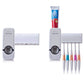 Toothpaste Dispenser and 5 Toothbrush Holder Set Wall Mount Stand