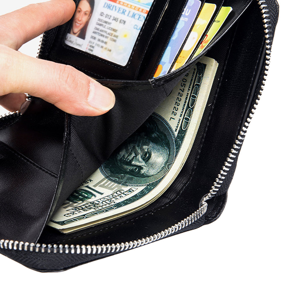 Travel Wallet Genuine Leather Card Holder Wallet with Zipper