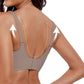 Wireless Bra Soft High Elastic V Neck Wavy Trim-Grey
