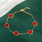 Elegant Clover Charm Bracelet Double Side Stainless Steel Tarnish-Free Bracelet
