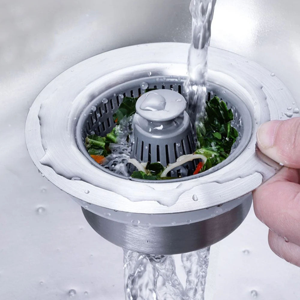 Kitchen Sink Drain Strainer and Stopper Combo Stainless Steel Sink Aid