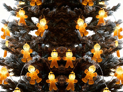 Christmas Decoration Gingerbread Men Cookies String Lights Battery Operated