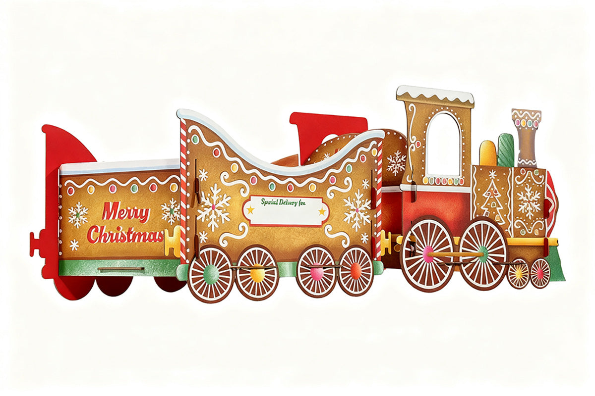 Santa Gift Train Christmas Cardboard Gift Box Present Holder Home Decoration