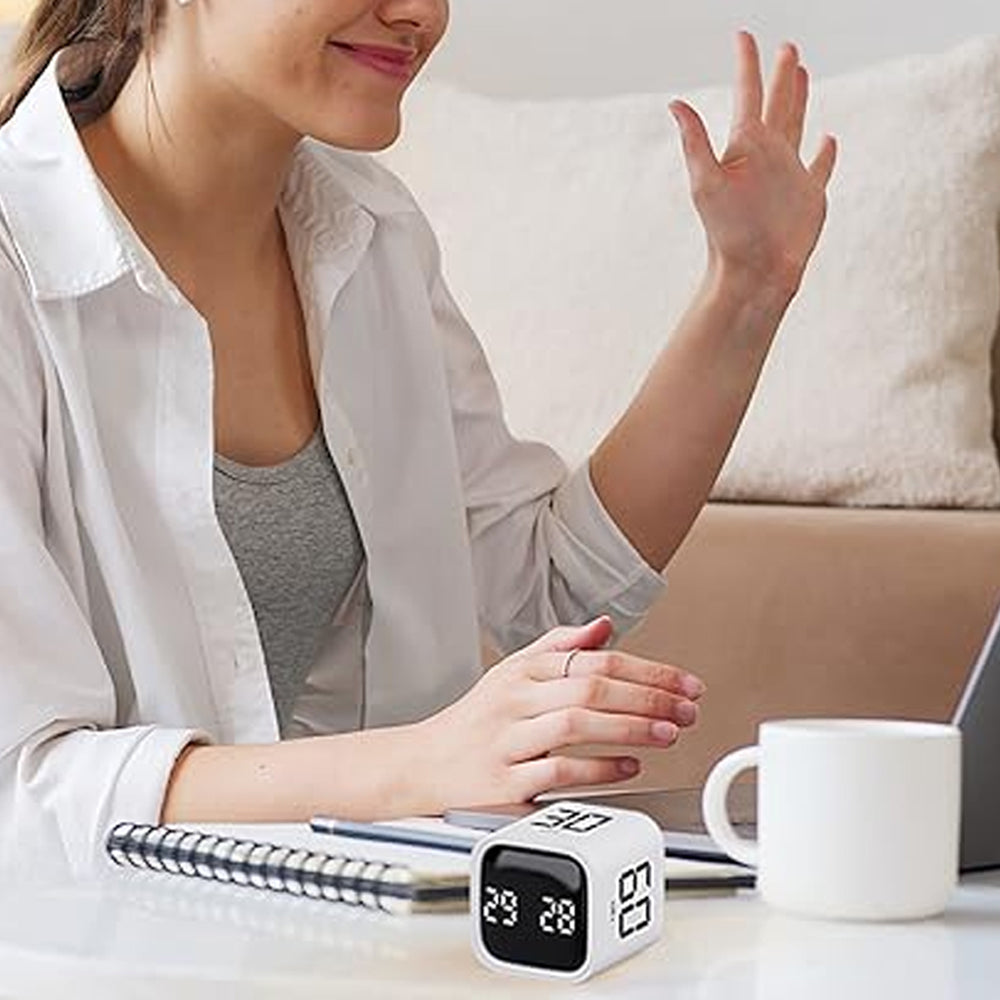 2Pcs Time Management and Countdown Settings with Gravity Sensor Flip Cube Timer