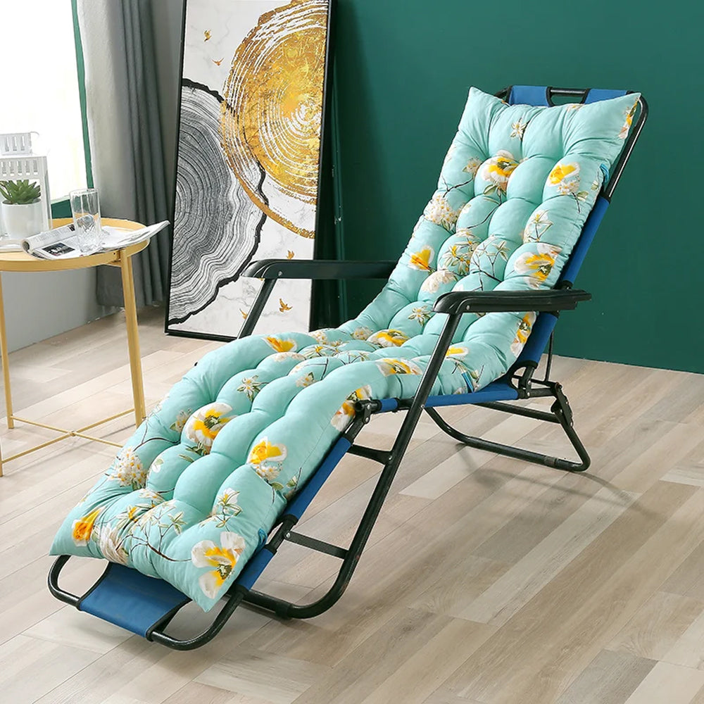 Floral Printed Lounger Chair Cushion with Anti-slip Ties
