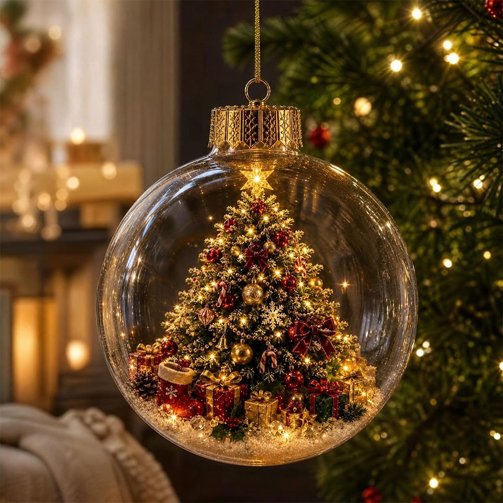 2 Pack 8cm Clear Plastic Fillable Christmas Ball Ornaments