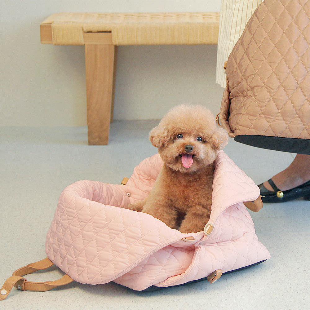 Soft Fluffy Car Seat Booster for Pet Travel Carrier Bed with Long Strap