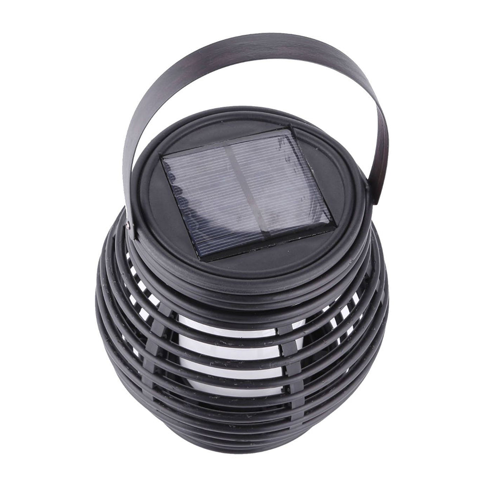 Portable Simulated Rattan Flame Round Solar Lantern Lamp