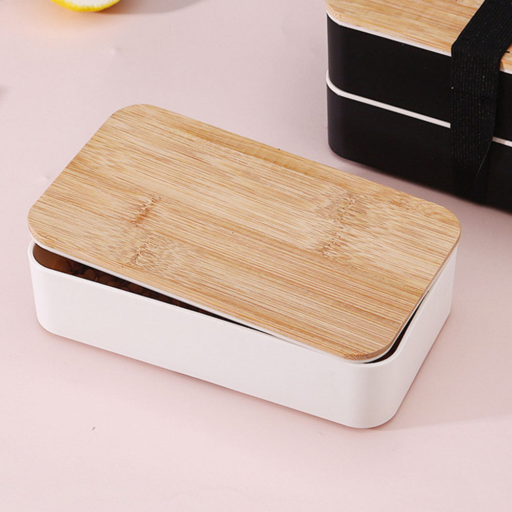 Bento Box 2 Layer Stackable Leak-Proof Japanese Lunch Box with Spoon Fork
