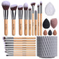 18Pcs Makeup Brushes Set with Makeup Sponges and Storage Bucket