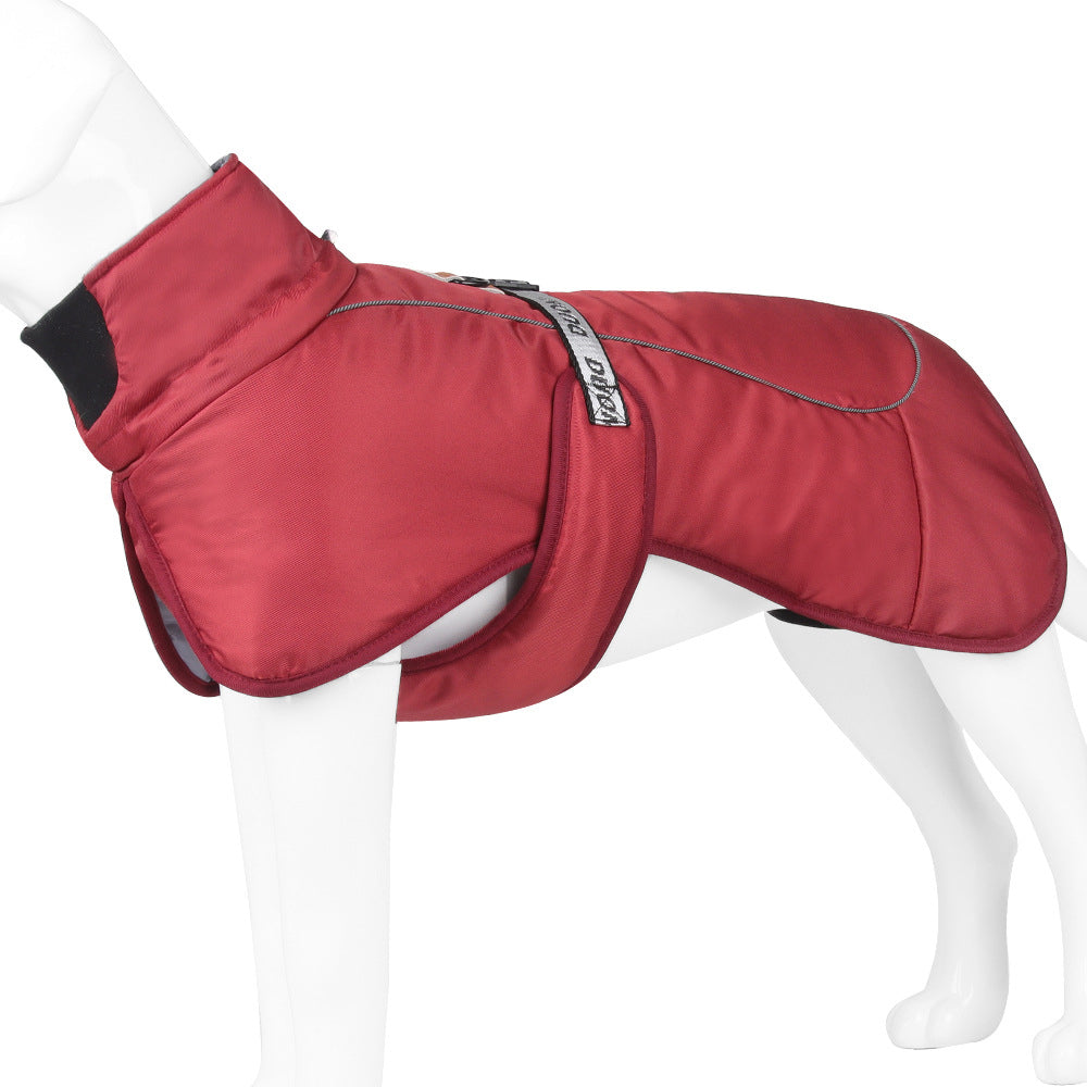 Waterproof Dog Jacket Winter Coat with Buckle and Reflective Strips-Wine Red
