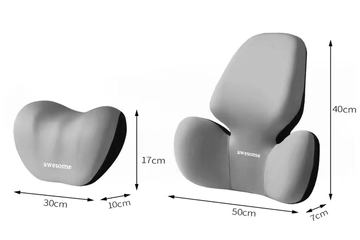 Car Headrest and Lumbar Support Set Memory Foam Driving Cushion