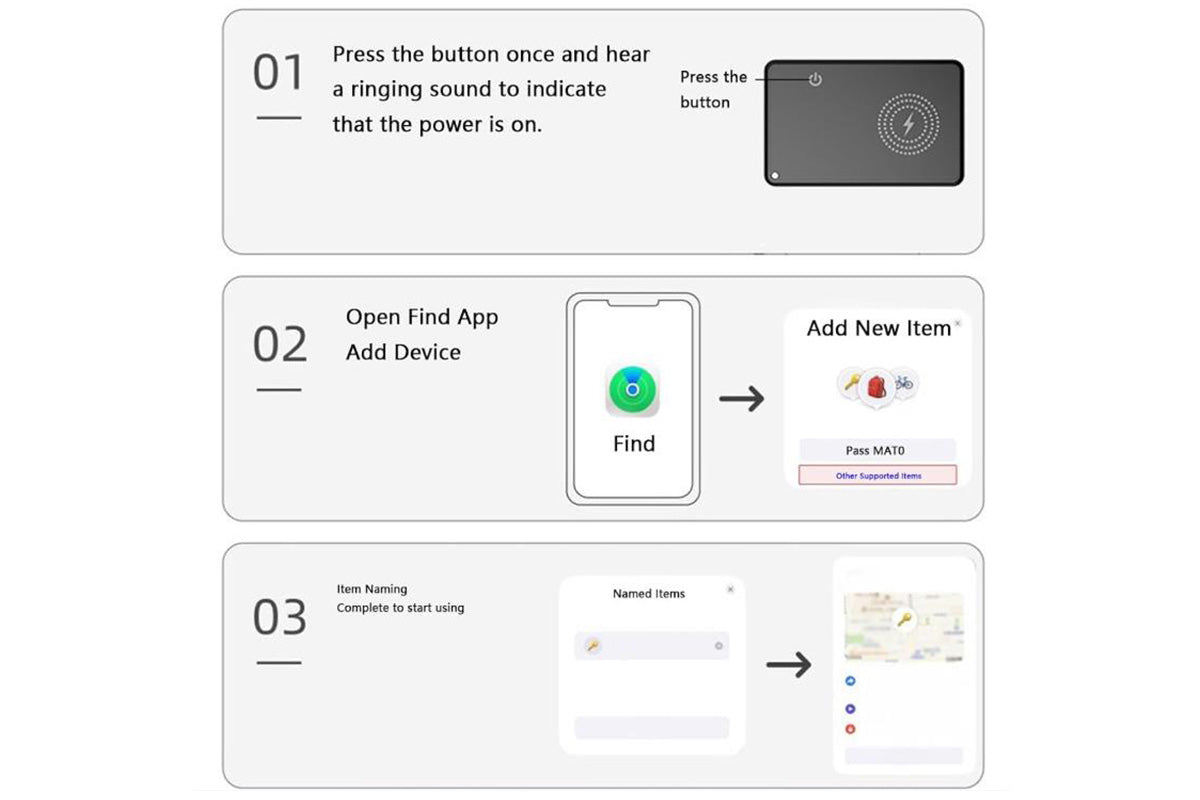 Rechargeable Thin Wallet Tracker Card Works with Apple Find My App