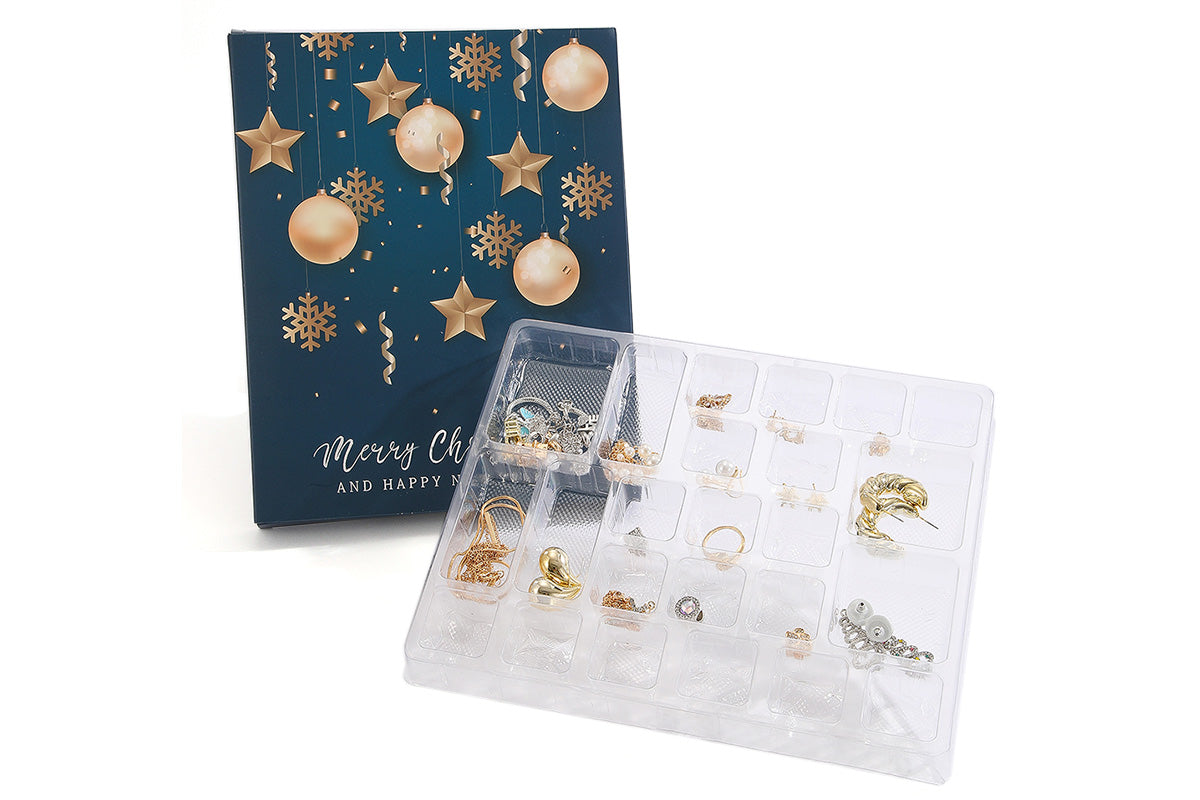 24PCS Christmas Jewelry Advent Calendar Bracelet Necklace Ring Earrings Set
