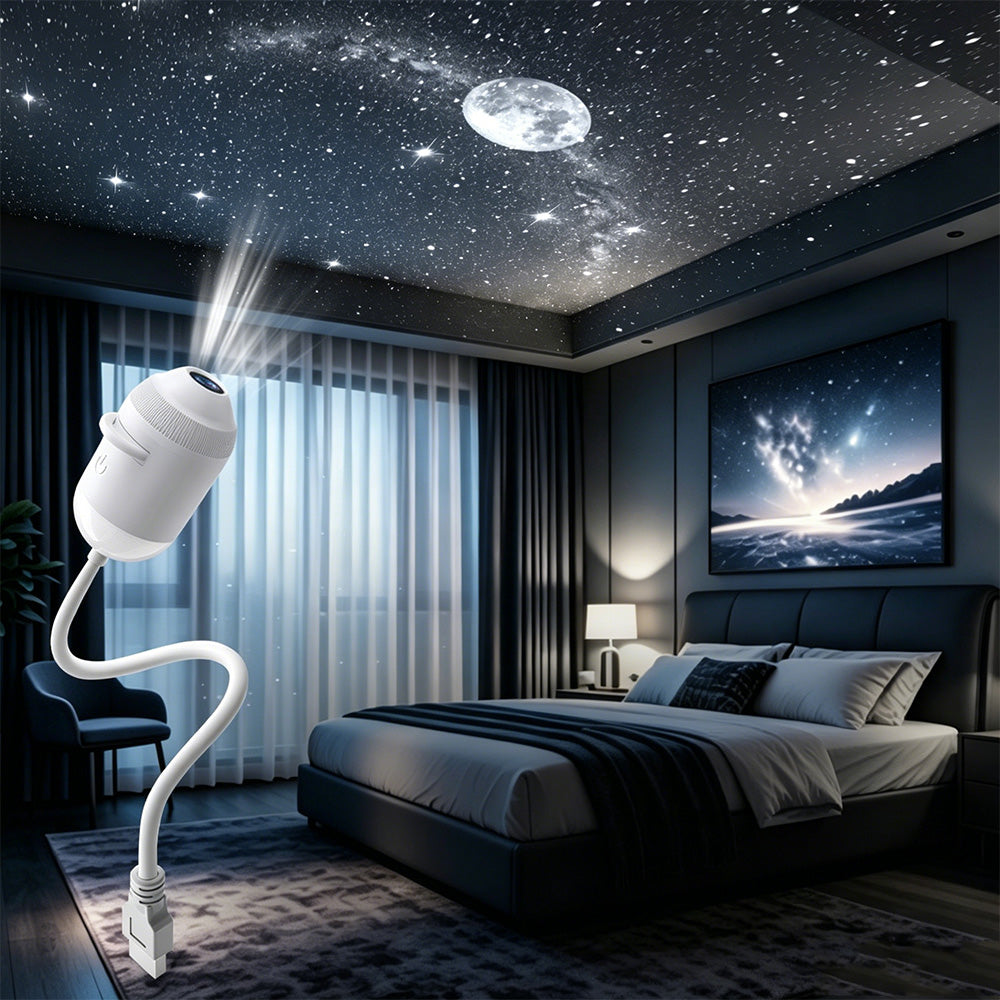 2 in 1 Galaxy Projector Starry Sky Night Light USB Projection Films Lamp