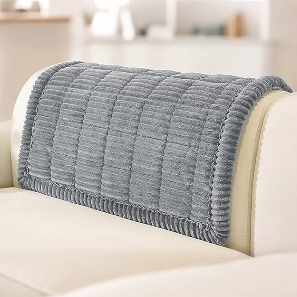 Sofa Armrest Cover Winter Thick Flannel Armchair Pad