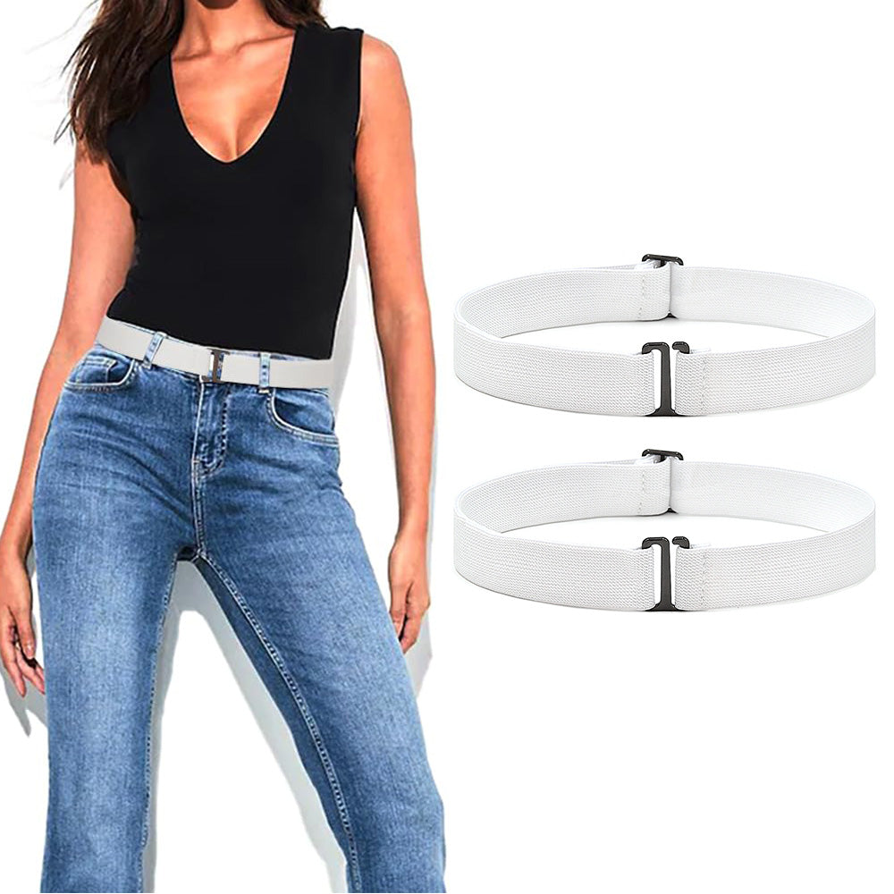 2Pcs Women Adjustable Stretch Belt Invisible Elastic Waistband for Pants Jeans Dresses