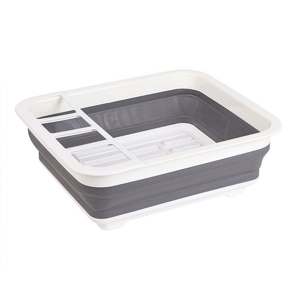 Foldable Dish Drying Rack with Utensil Holder Collapsible Kitchen Sink Organizer