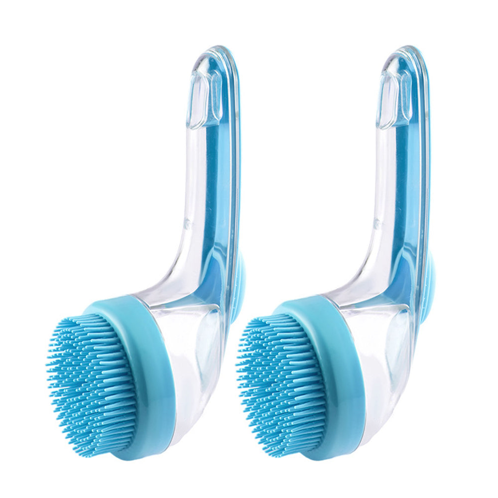 2Pcs Silicone Bath Brush with Long Handle and Shampoo Dispenser Gentle Massage