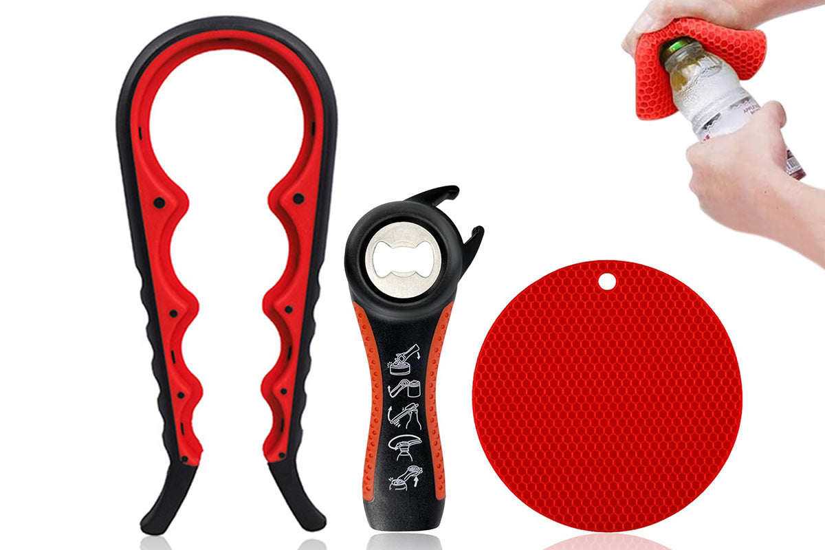 3PCS Jar Opener Bottle Opener With Non-Slip Pad For Weak Hands