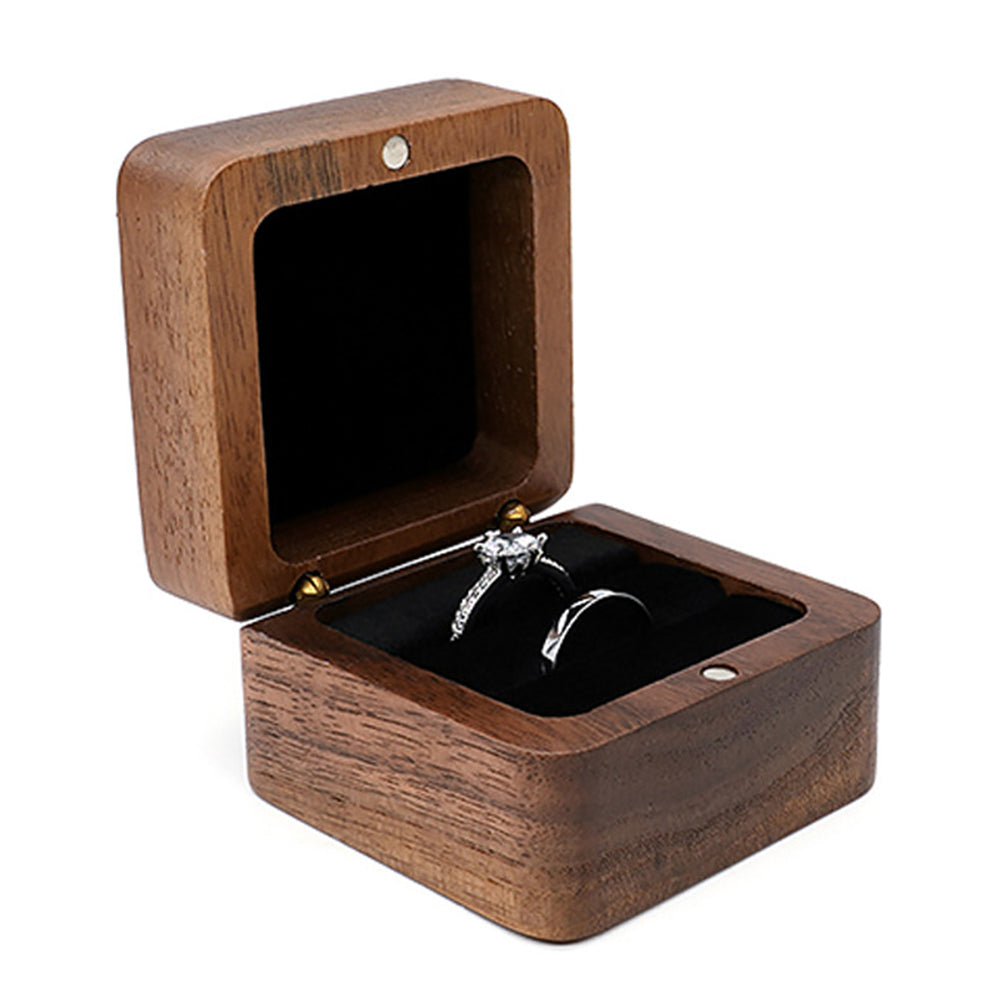 Double Holes Ring Storage Wooden Box for Jewelry Display