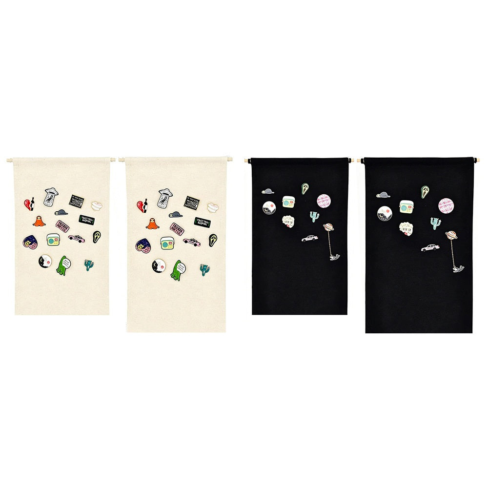 2 Piece Canvas Pin Badge Organizer Display Banners for Wall Hanging