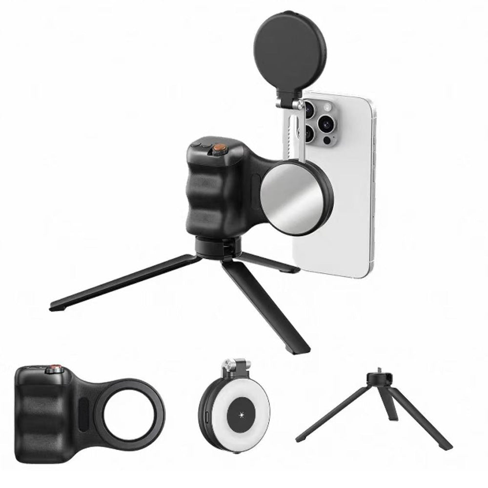 Phone Camera Grip with Selfie Light and Tripod for Photography TikTok