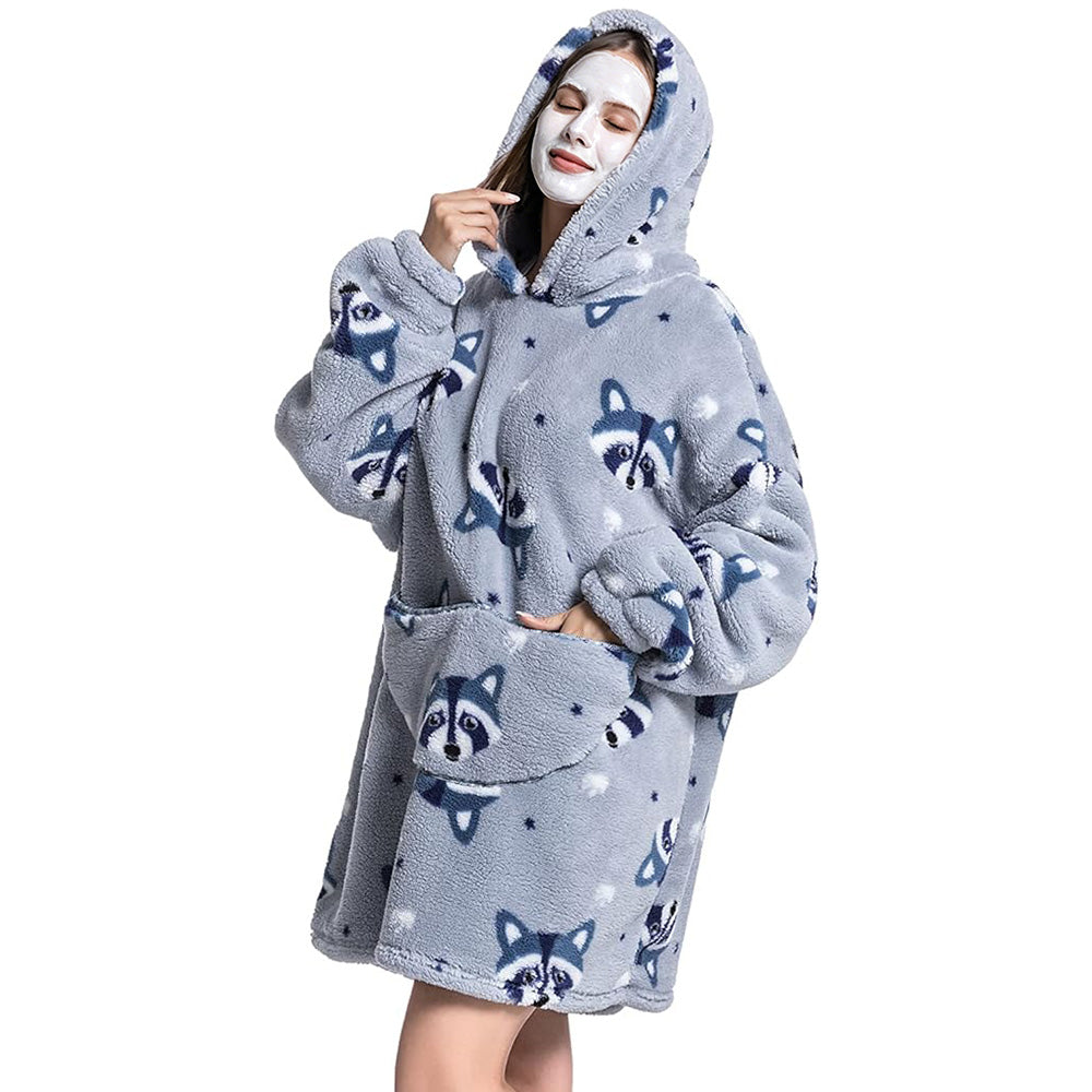 Hooded Blanket Hoodie Ultra Plush Comfy Sweatshirt Fleece-Style 1