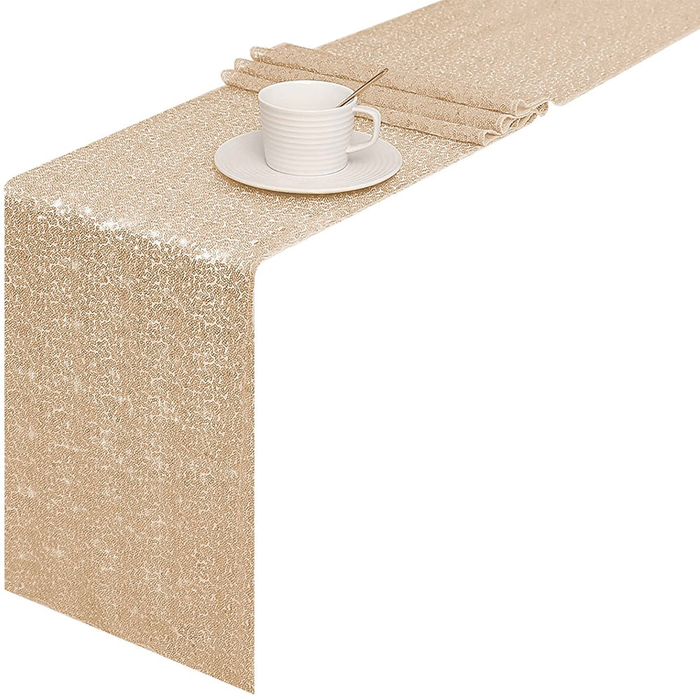 High Density Sequin Table Runner for Weddings Parties and Holidays-Gold