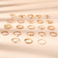 23Pcs Geometric Knuckle Ring Set Gold Silver Stackable Rings for Women