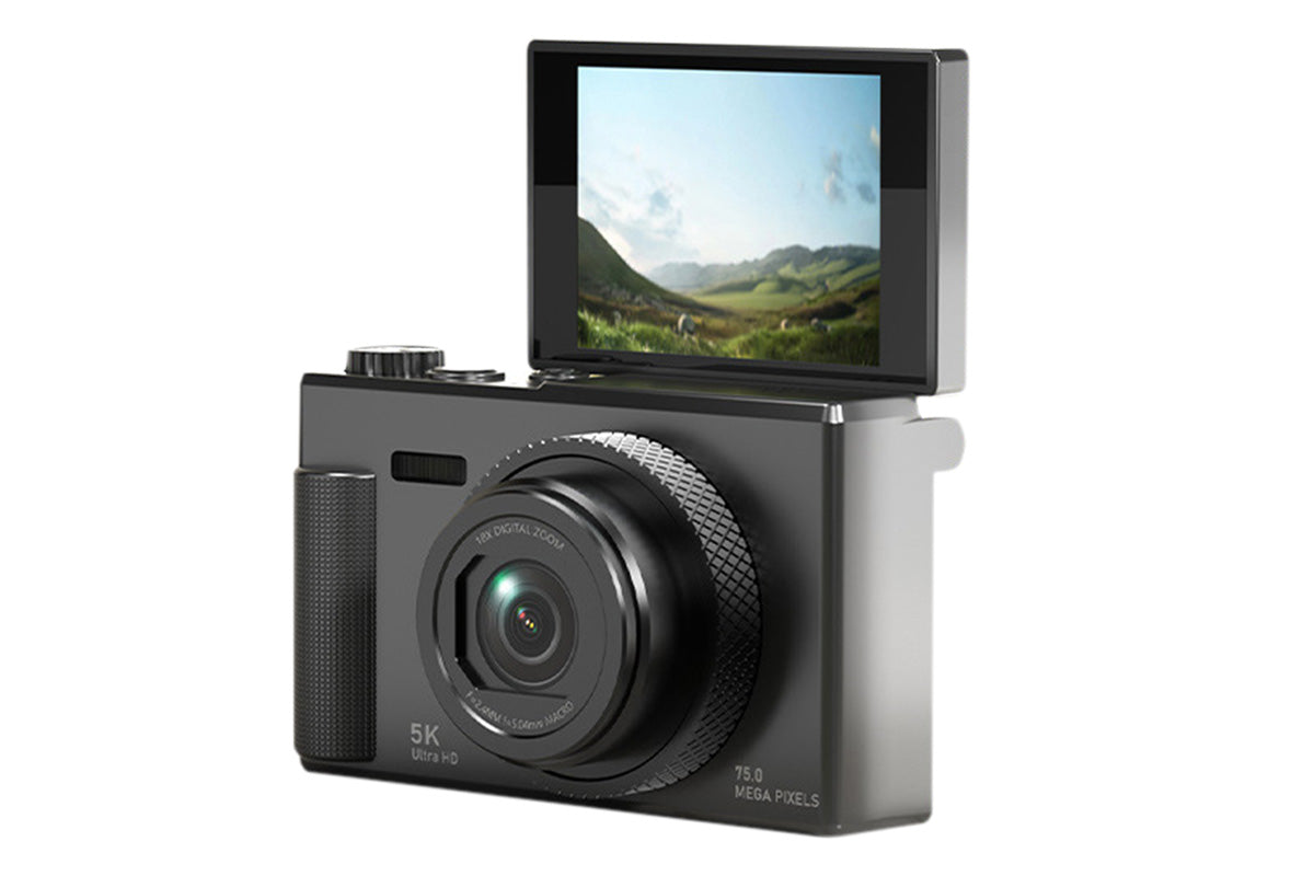 5K Digital Camera 18X Zoom Flip Screen Point and Shoot Camera with 64GB Memory Card