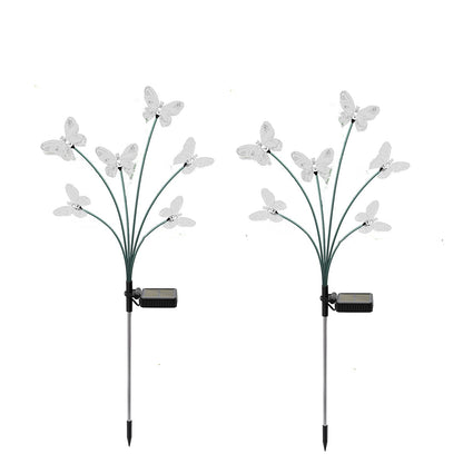 2Pcs Solar Lights Outdoor Garden 6LED Butterfly Landscape Stake Lights