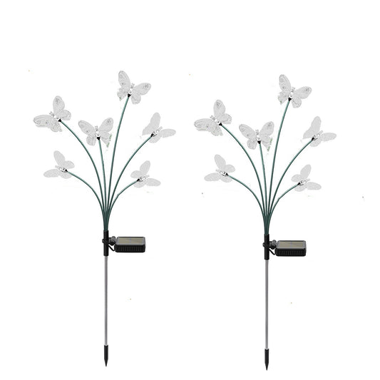 2Pcs Solar Lights Outdoor Garden 6LED Butterfly Landscape Stake Lights