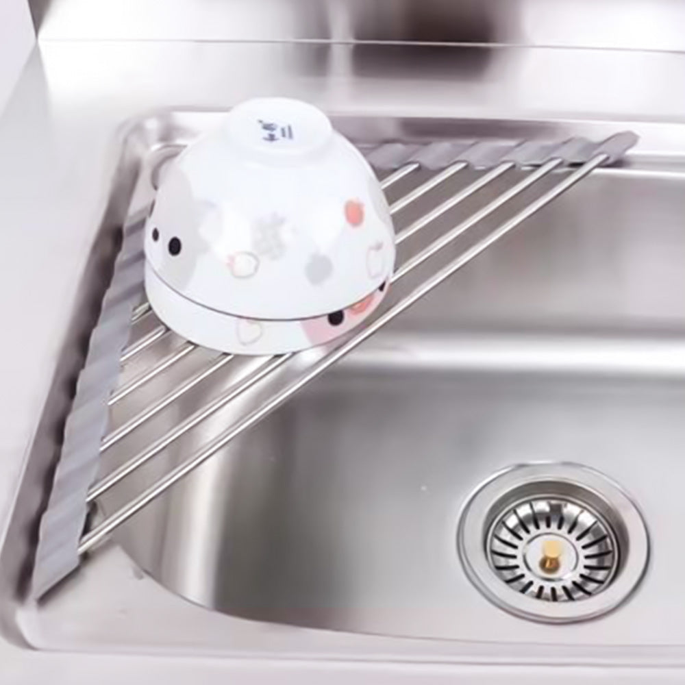 Triangle Roll-Up Dish Drying Rack For Sink Corner Sink Kitchen Drainer And Organizer