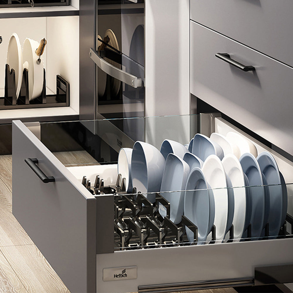 Aluminum Adjustable Cabinet Dish Storage Shelf with Removable Card Slot