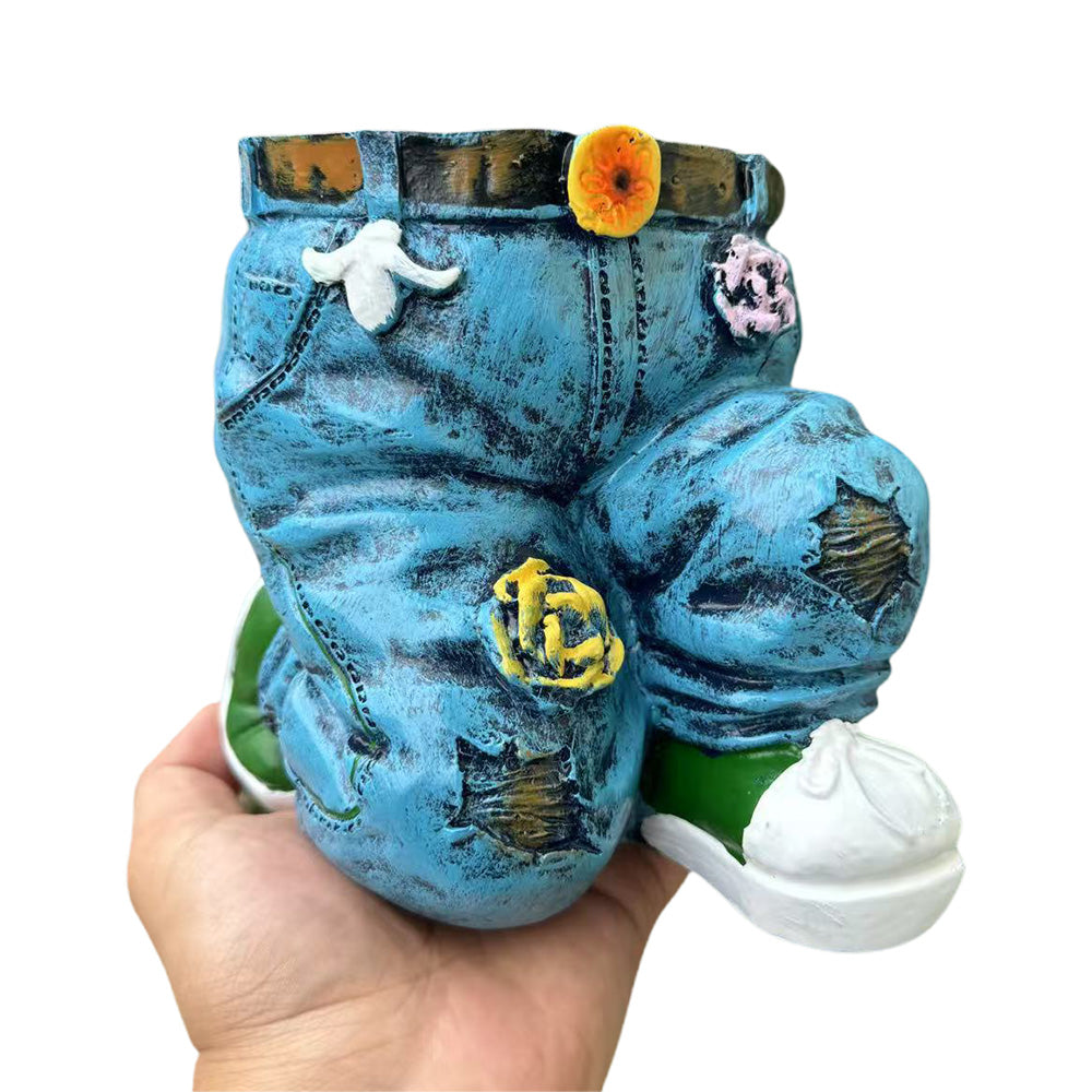 Creative Resin Jeans Shape Outdoor Planter Garden Decor Pot for Home Lawn Yard