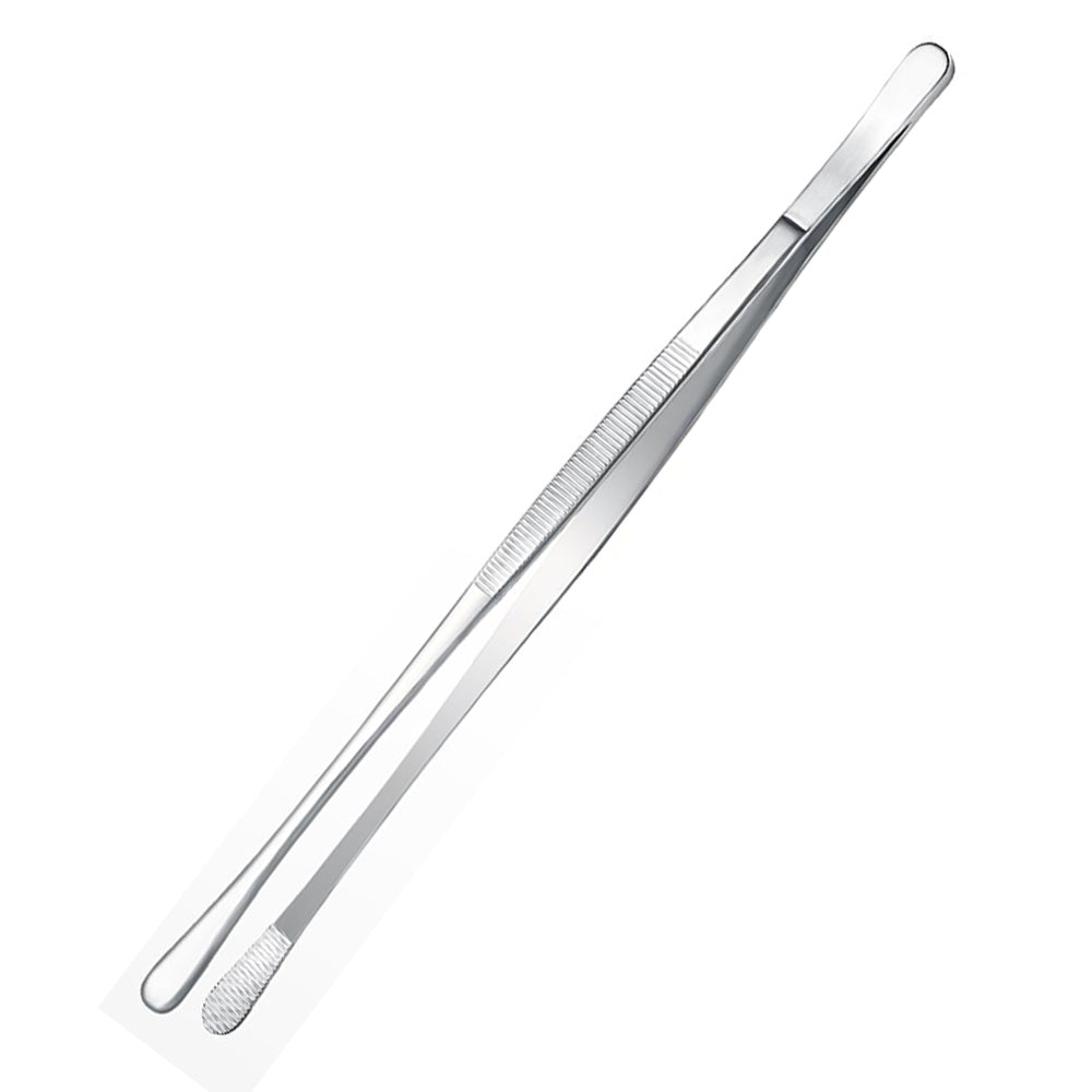 2 Pack 30cm BBQ Tongs Stainless Steel Round and Straight Head for Grilling Cooking